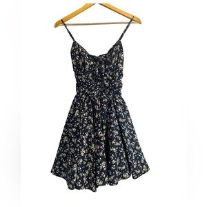 RSQ Ditsy Floral Mini Dress Small Lace Up Bust Sweetheart Empire Waist